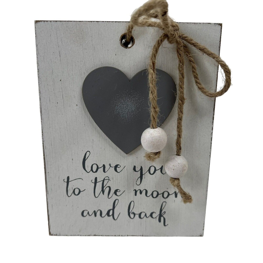 Quill to Paper by Sixtrees Wood Sign Love You To The Moon And Back Heart 6.5x5